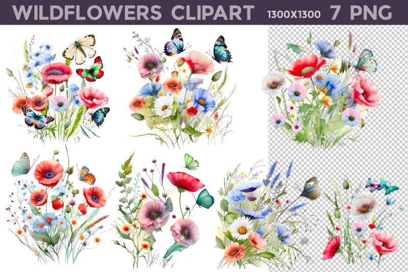 wildflowers-clipart-png-poppy-with-butterfly-clipart-nbsp