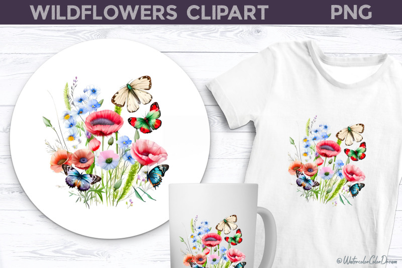 wildflowers-clipart-png-poppy-with-butterfly-clipart-nbsp