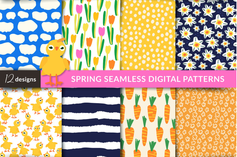 spring-seamless-digital-patterns-set