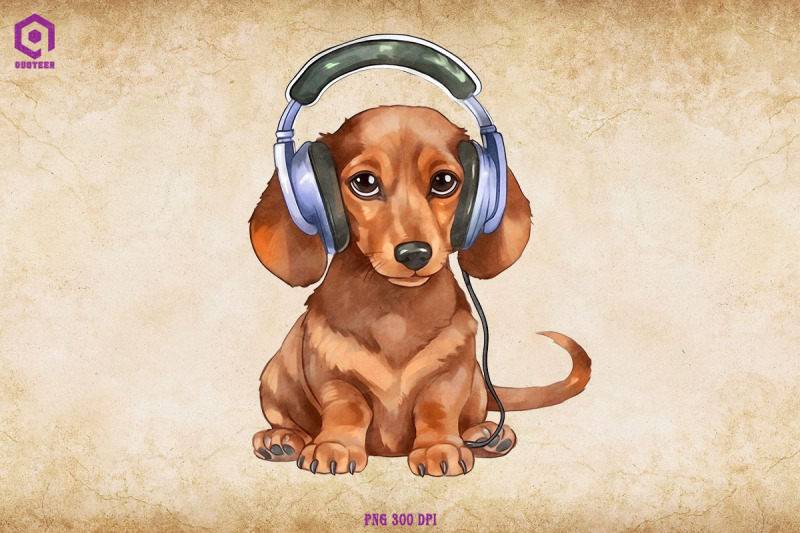 dachshund-wearing-headphone