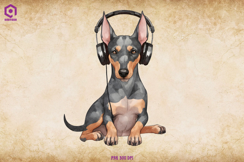 doberman-pinscher-wearing-headphone