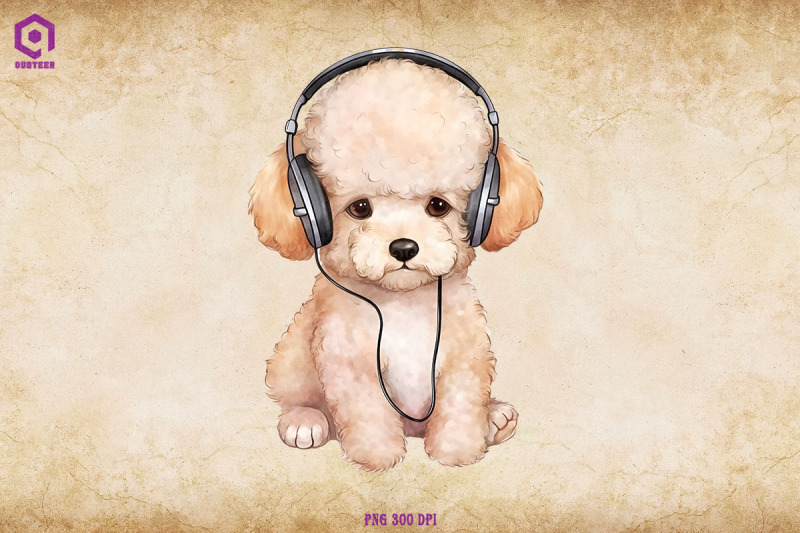 poodle-wearing-headphone