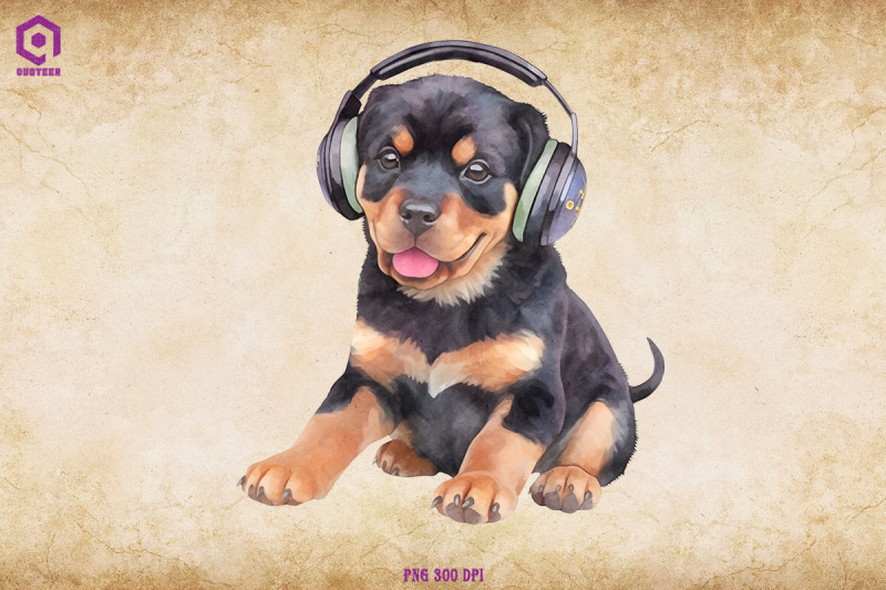 rottweiler-wearing-headphone