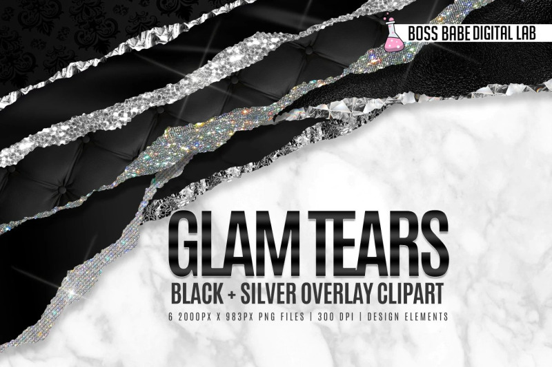 glam-black-and-silver-tears-clipart