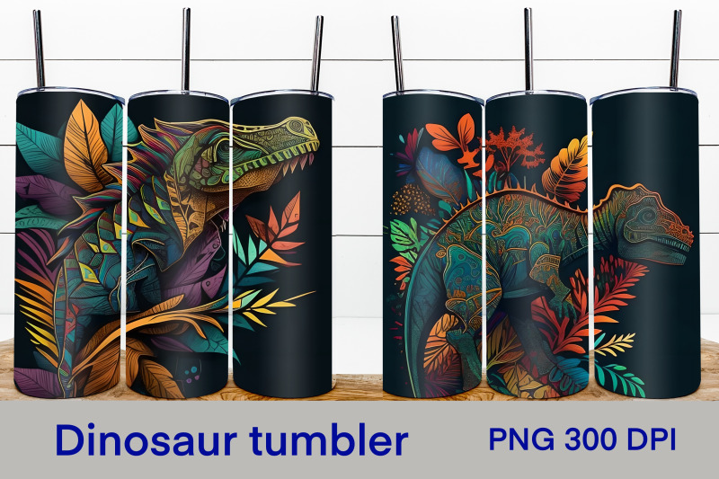 dinosaur-tumbler-wrap-dinosaur-sublimation-design
