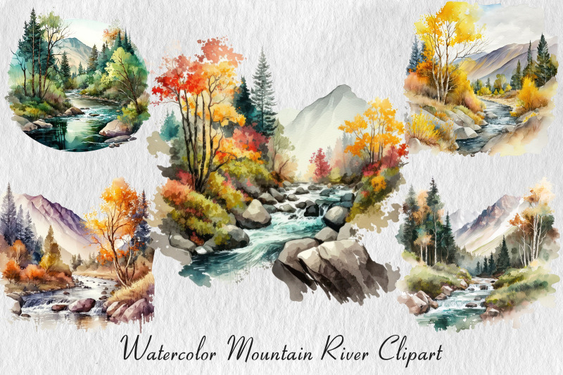 watercolor-mountain-river-landscape