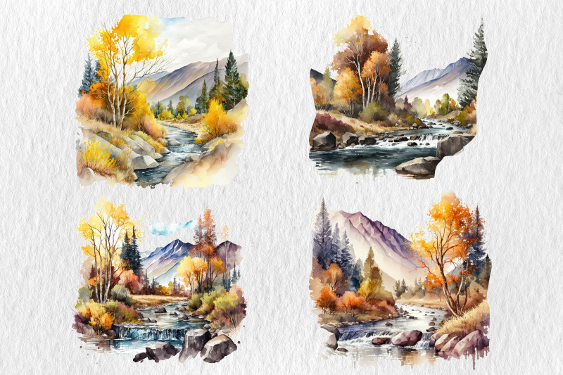 watercolor-mountain-river-landscape