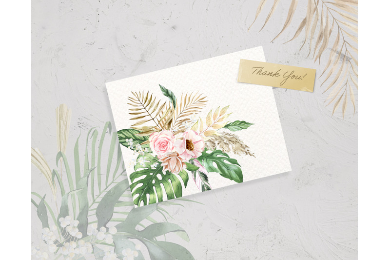 tropical-watercolor-floral-clipart-dried-palm-leaves-monstera-palm-l