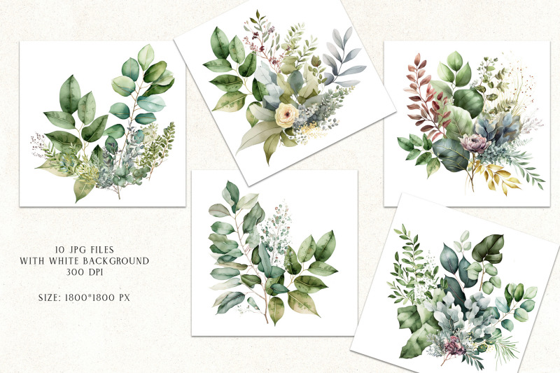 watercolor-greenery-bouquets-clipart-png