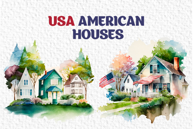 usa-american-house-watercolor-clipart