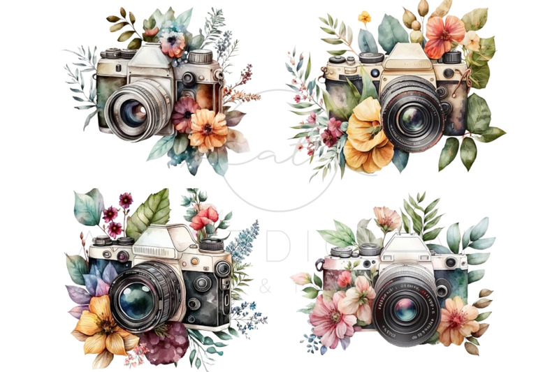 photocamera-with-flowers-clip-art