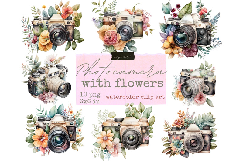 photocamera-with-flowers-clip-art