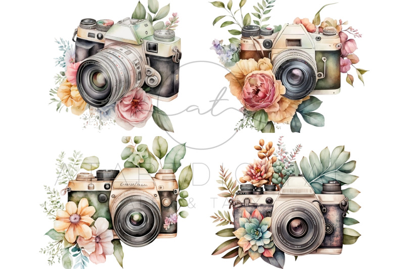 photocamera-with-flowers-clip-art