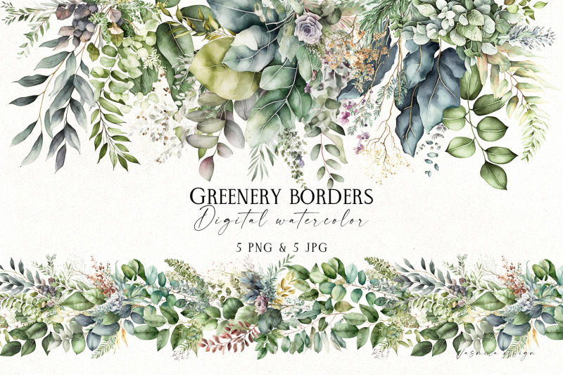watercolor-greenery-borders