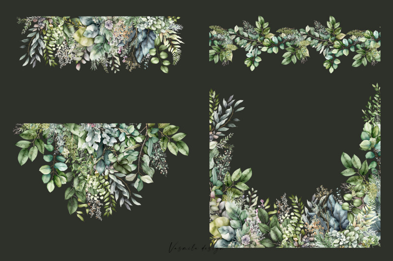 watercolor-greenery-borders