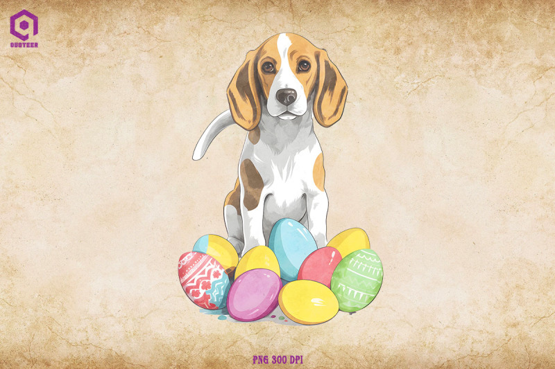 beagle-dog-with-easter-eggs