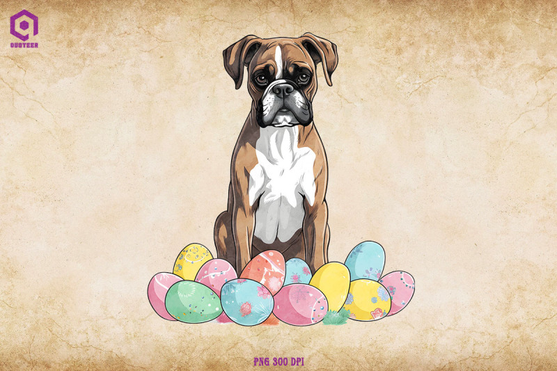 boxer-dog-with-easter-eggs