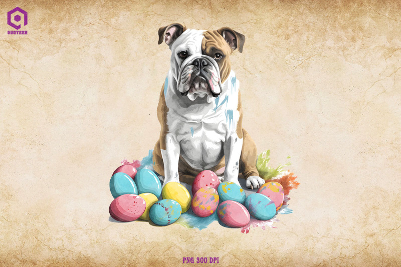 bulldog-dog-with-easter-eggs