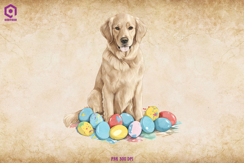 golden-retriever-dog-with-easter-eggs