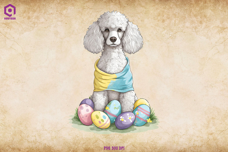 poodle-dog-with-easter-eggs