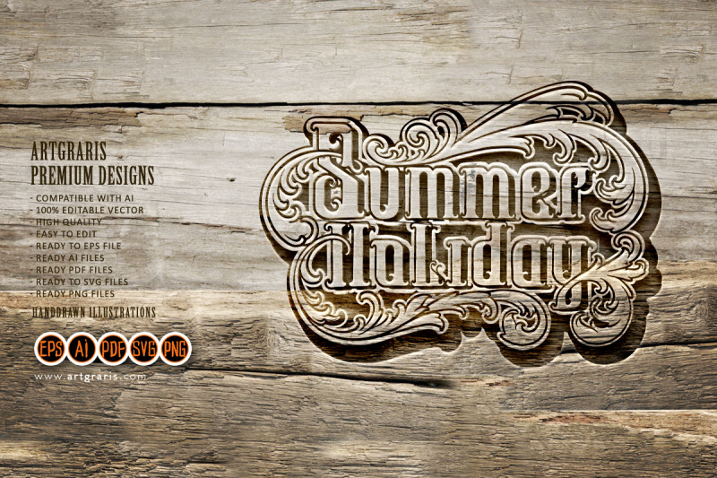 lettering-summer-holiday-typeface-luxury-classic-floral-frame-ornament