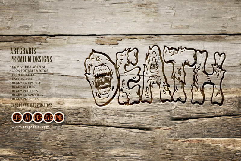 zombie-bone-lettering-death-word-illustration-silhouette