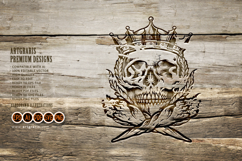 king-crown-skull-head-joint-smoking-cannabis-illustrations-silhouette