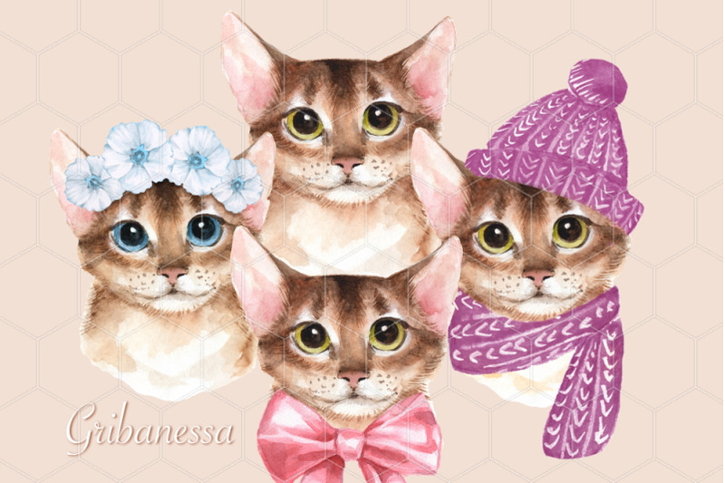 watercolor-cats-png-set