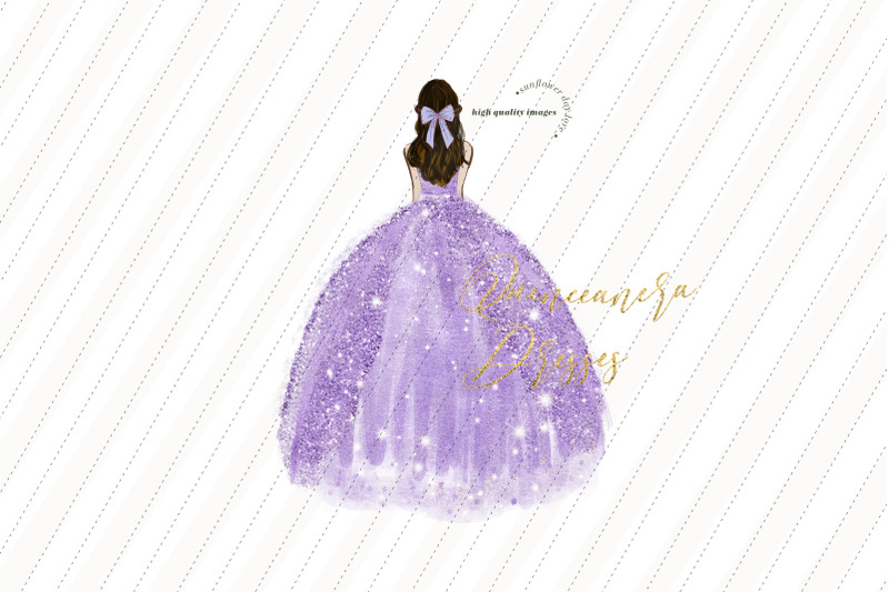 purple-princess-watercolor-clipart-purple-lilac-quinceaera