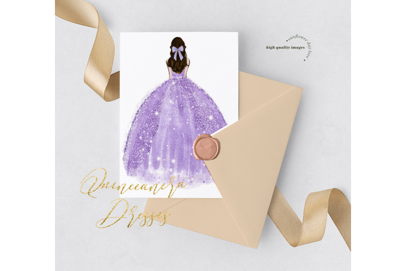 purple-princess-watercolor-clipart-purple-lilac-quinceaera