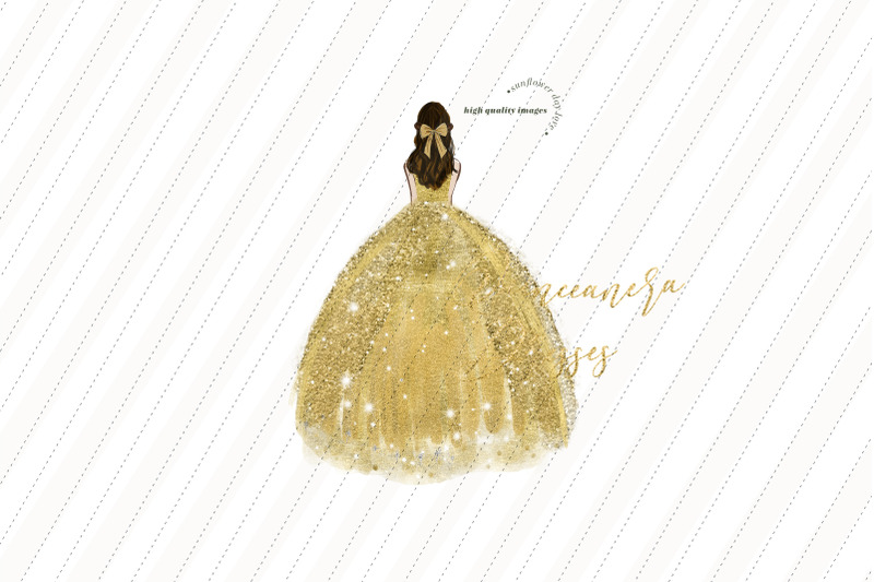 elegant-gold-princess-clipart-gold-quinceaera