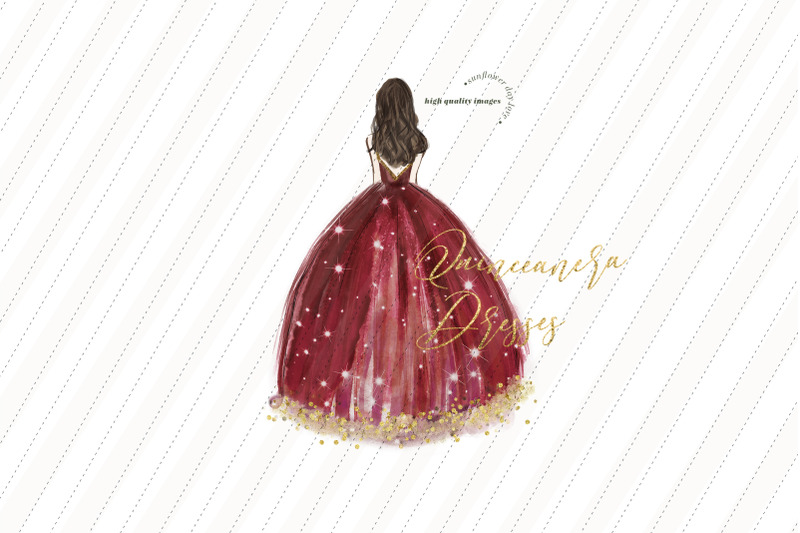 elegant-burgundy-princess-clipart-burgundy-red-wedding-dresses