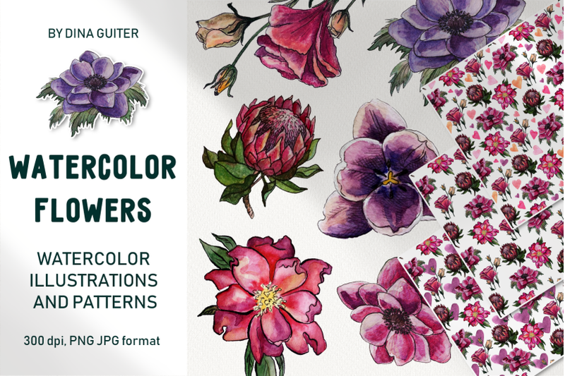 watercolor-flower-clipart-and-patterns