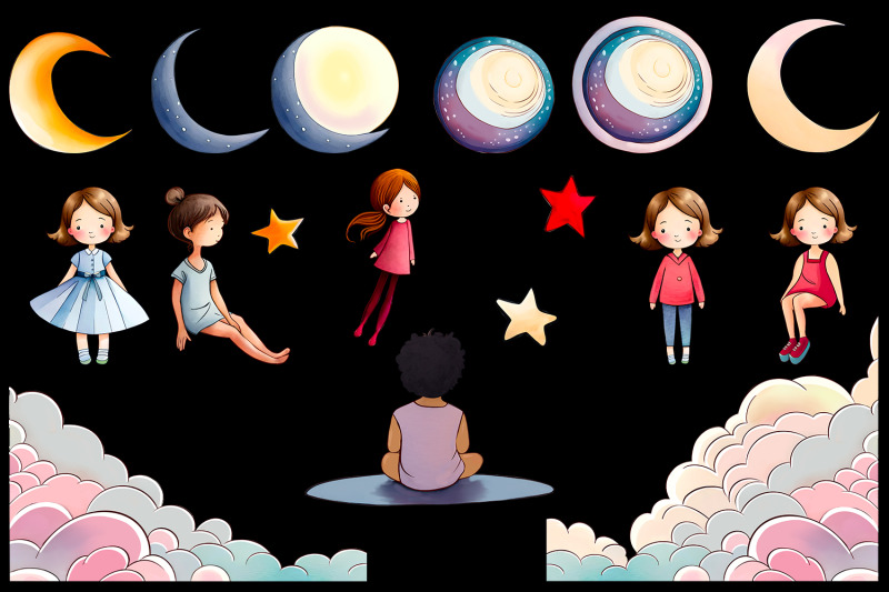 space-universe-amp-cute-girls-clipart