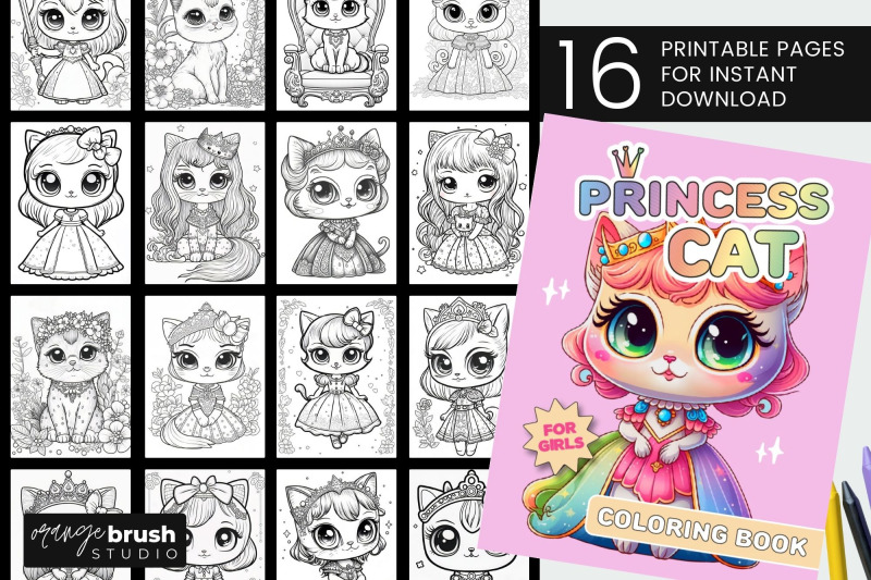 princess-cat-coloring-book-printable-coloring-page-bundle