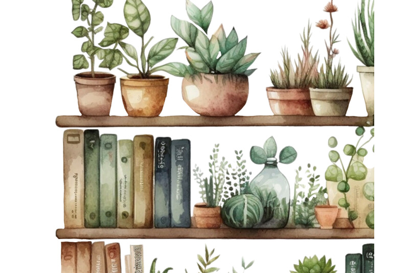 books-and-plants-clip-art