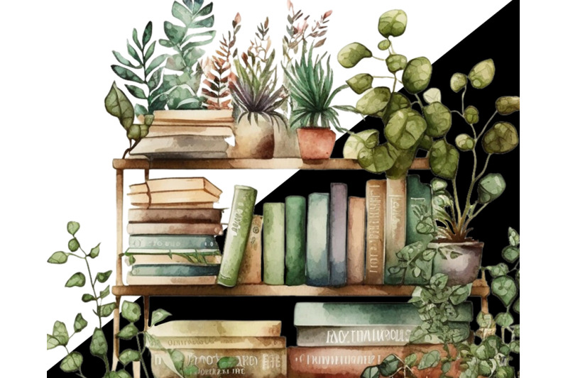 books-and-plants-clip-art