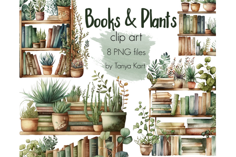 books-and-plants-clip-art