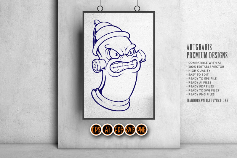 angry-classic-fire-hydrant-logo-illustrations-monochrome