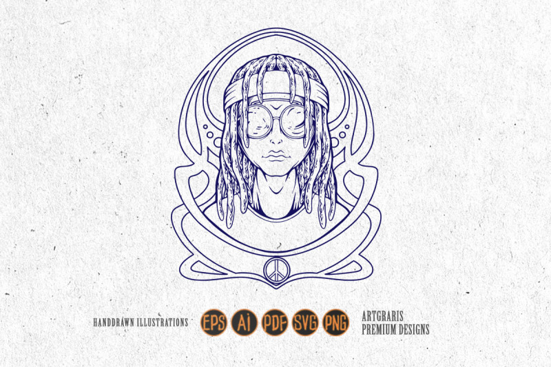 funky-hippie-man-peace-dreadlock-hair-logo-illustration-monochrome