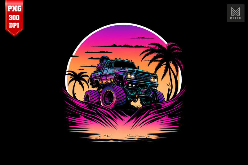 synthwave-retro-monster-truck-2