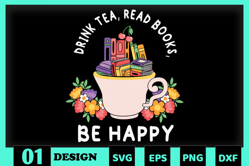 drink-tea-read-book-be-happy-book-floral