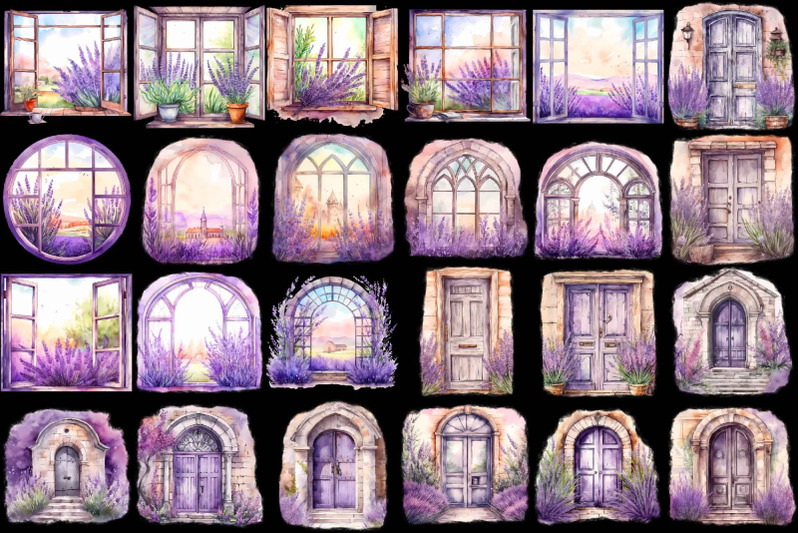 watercolor-lavender-windows-and-doors-clipart