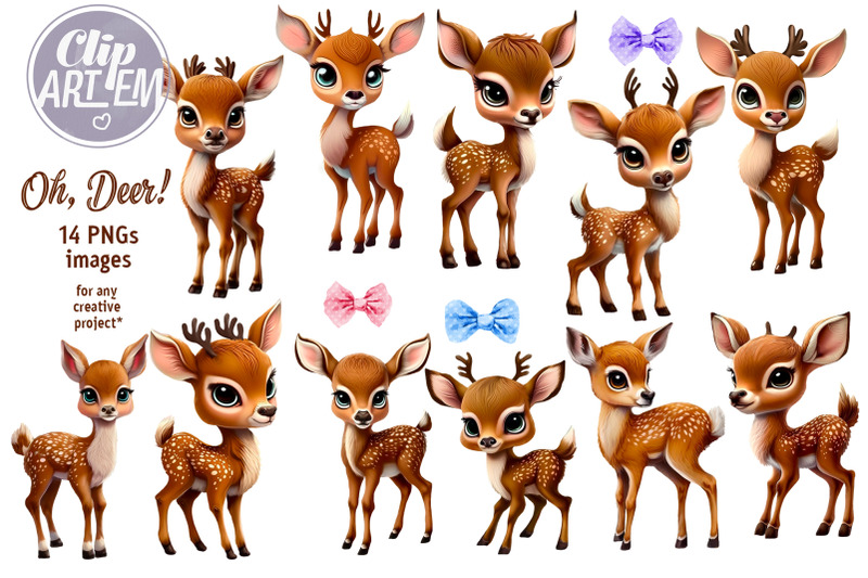 cute-little-fawns-baby-deer-14-png-watercolor-clip-art-images-bundle