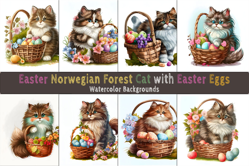 easter-norwegian-forest-cat-background