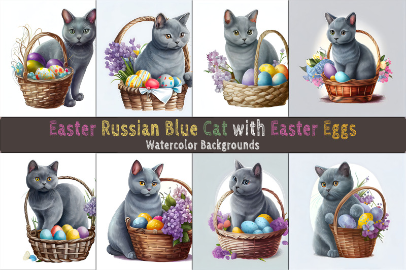 easter-russian-blue-cat-background