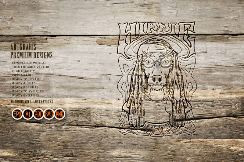 funky-hippie-dog-dreadlock-headband-illustrations-outline