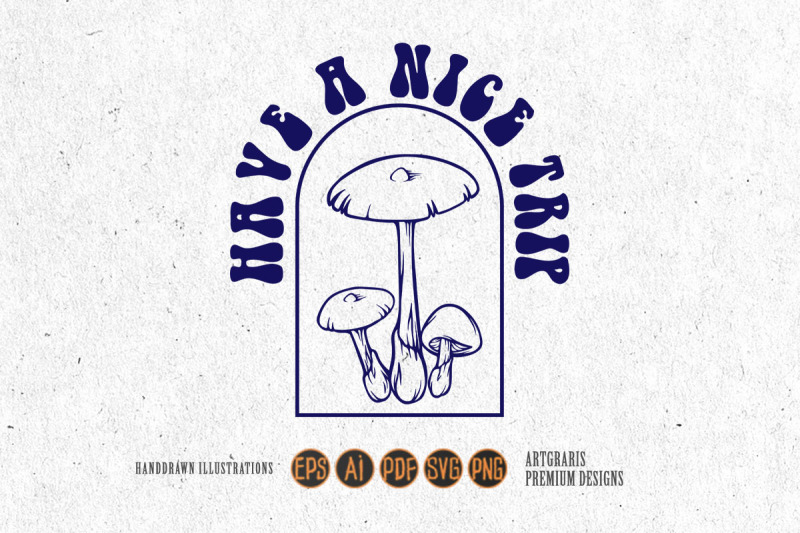 have-a-nice-trip-magic-mushrooms-logo-illustration-monochrome