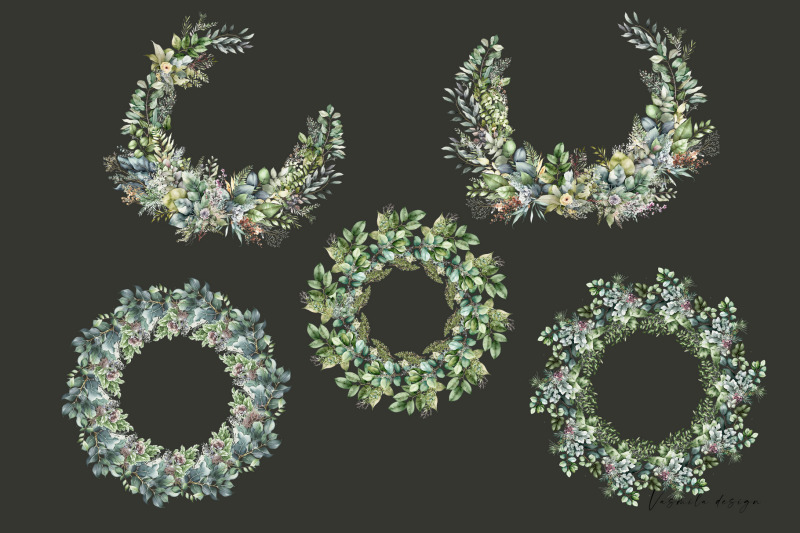 watercolor-greenery-wreaths