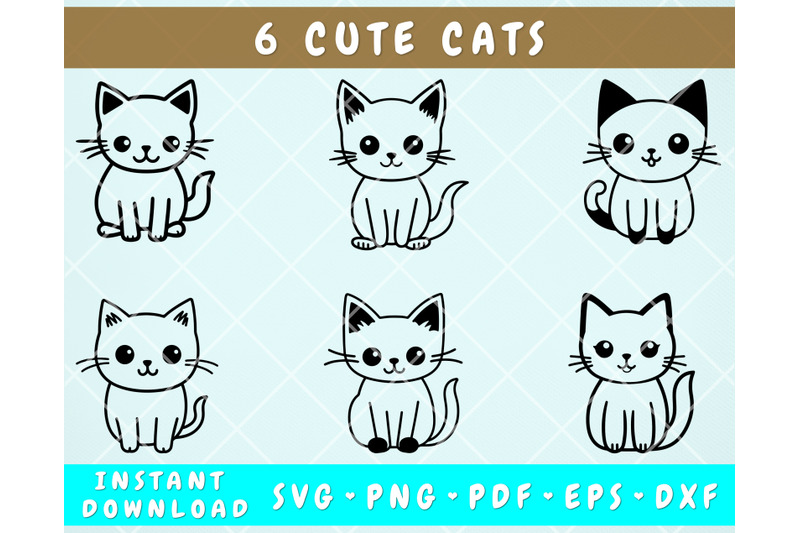 cute-cats-svg-bundle-6-designs-little-cats-png-cat-clipart